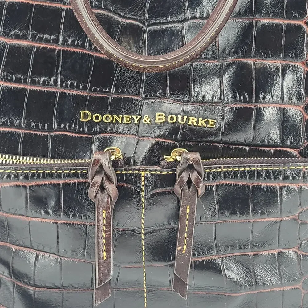 Dooney & Bourke Dillen Croco Leather Satchel - Espresso Dark Brown Bag - Picture 2 of 16